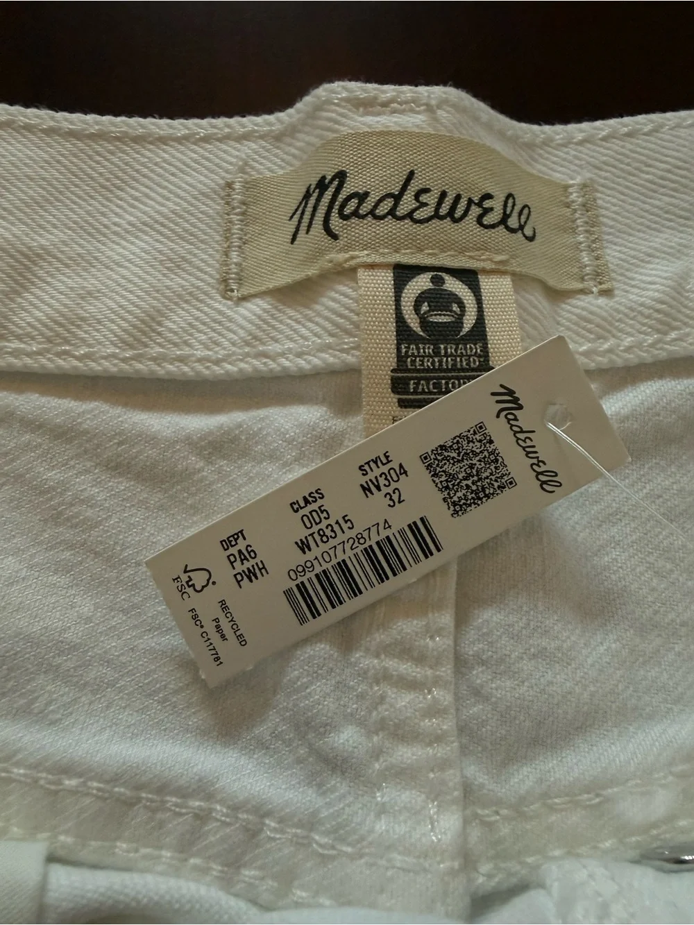 Madewell White Brynn Long Short